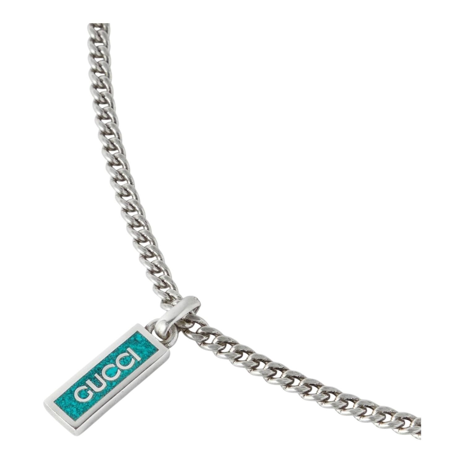 COLLAR GUCCI UNISEX ENAMEL TAG PLATA - 1