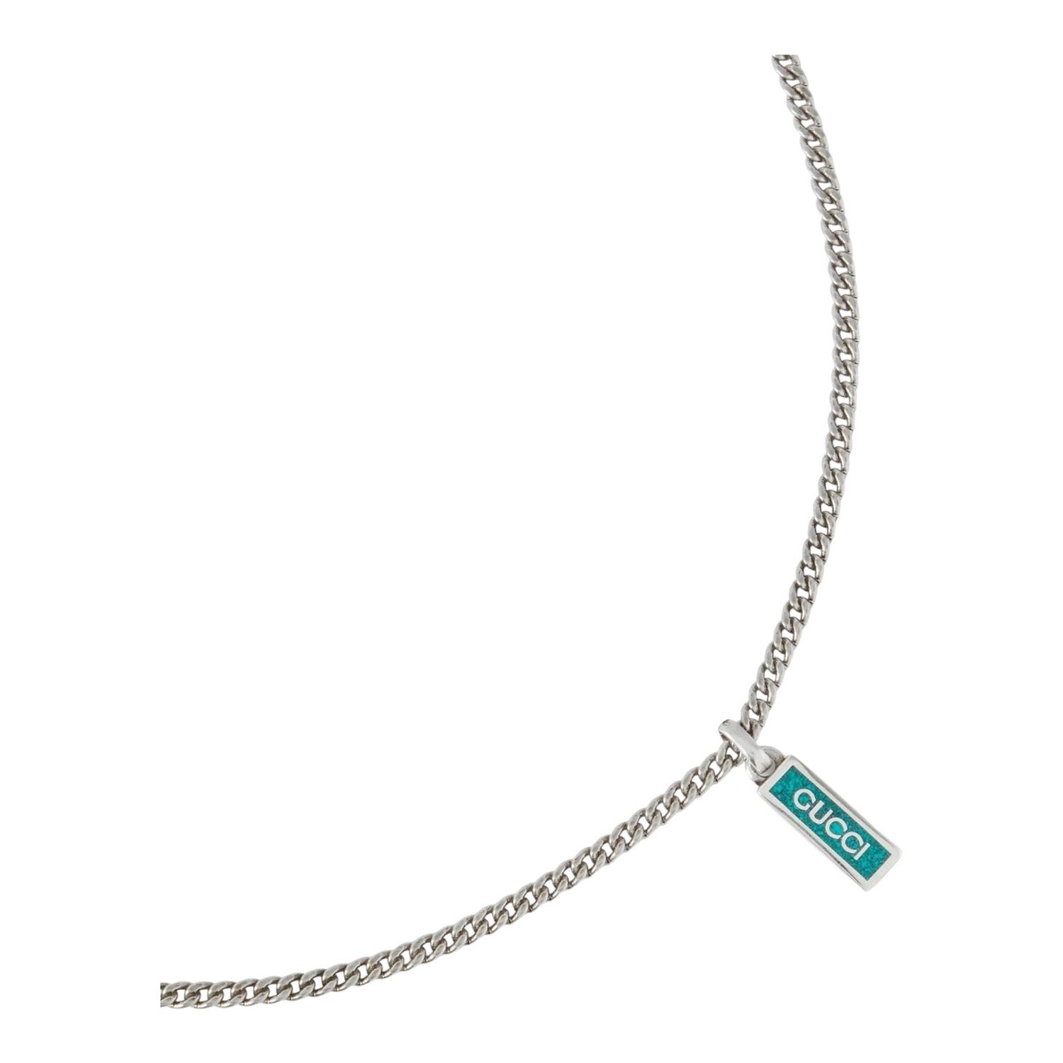COLLAR GUCCI UNISEX ENAMEL TAG PLATA - 2