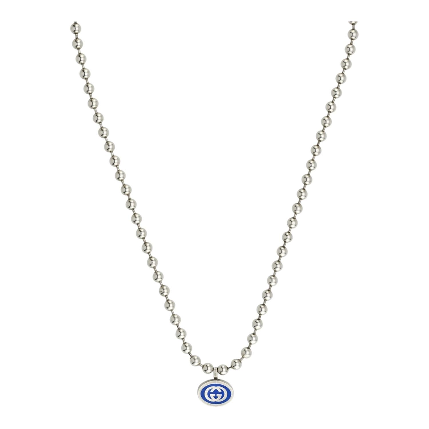 COLLAR GUCCI UNISEX INTERLOCKING PLATA - 2