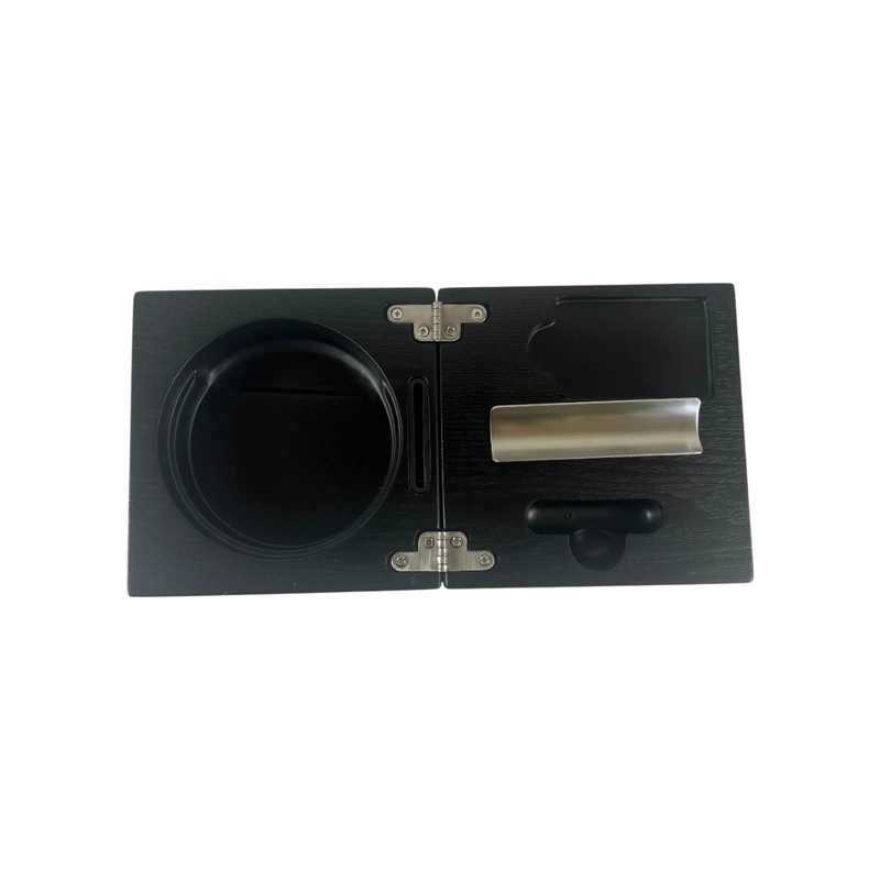 SET CENICERO NEGRO PARA PUROS CON CORTADOR Y PUNCH - 2