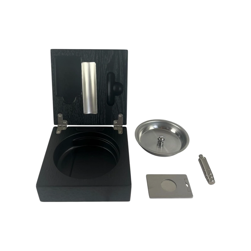 SET CENICERO NEGRO PARA PUROS CON CORTADOR Y PUNCH - 4