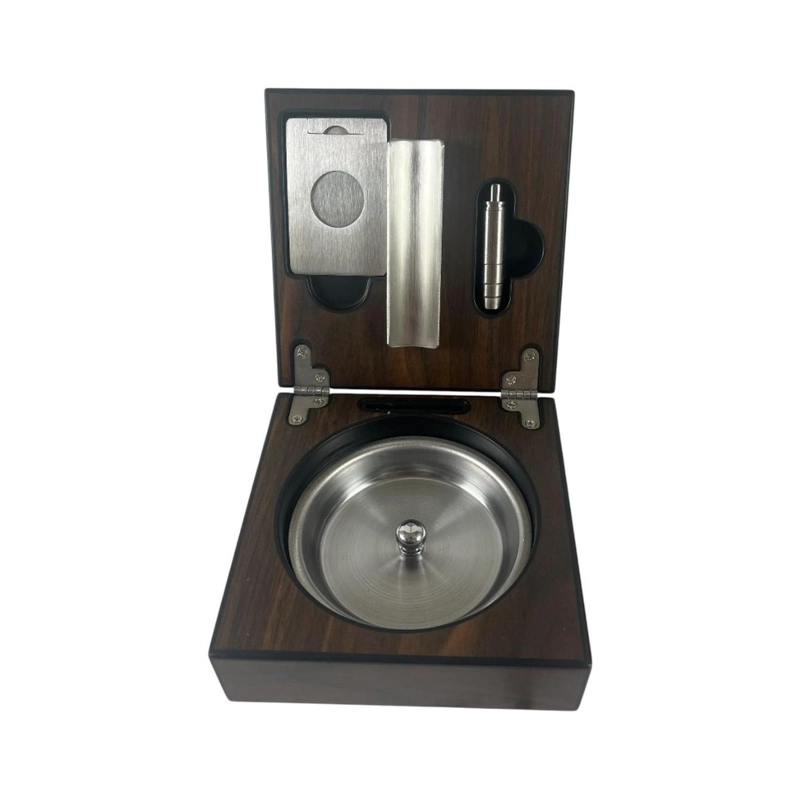 SET CENICERO CAFE PARA PUROS CON CORTADOR Y PUNCH - 2