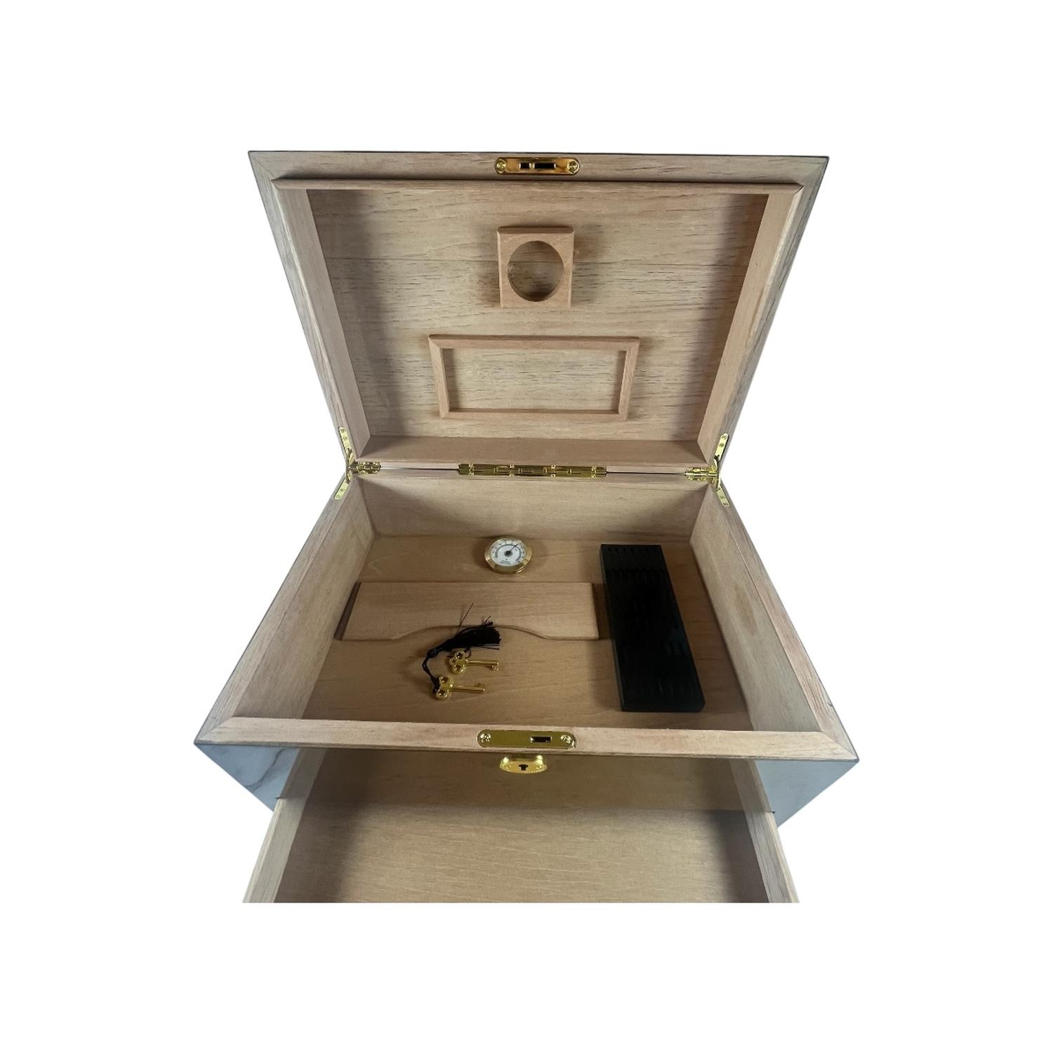CAJA HUMIDOR DE PUROS CON MAPA DEL MUNDO Y CAJON - 2