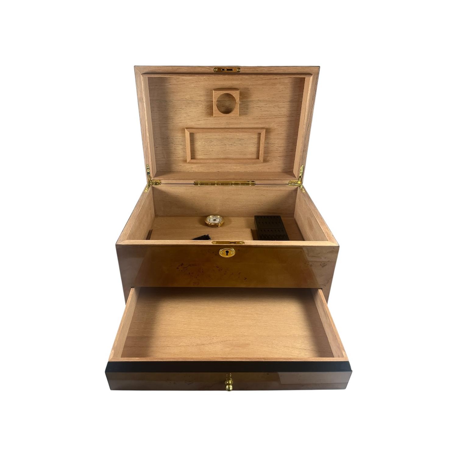 CAJA HUMIDOR DE PUROS CON MAPA DEL MUNDO Y CAJON - 4