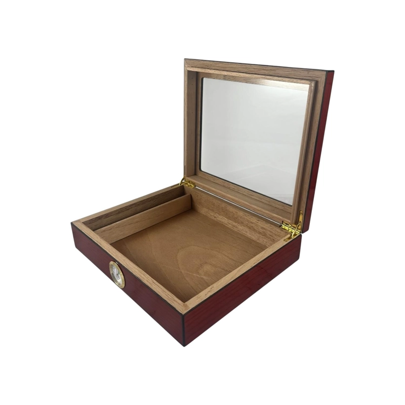 CAJA HUMIDOR PARA PUROS MADERA DE CEDRO CON HIGROMETRO - 2