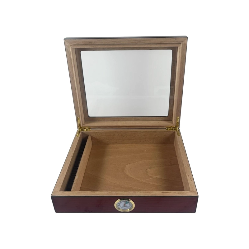CAJA HUMIDOR PARA PUROS MADERA DE CEDRO CON HIGROMETRO - 4