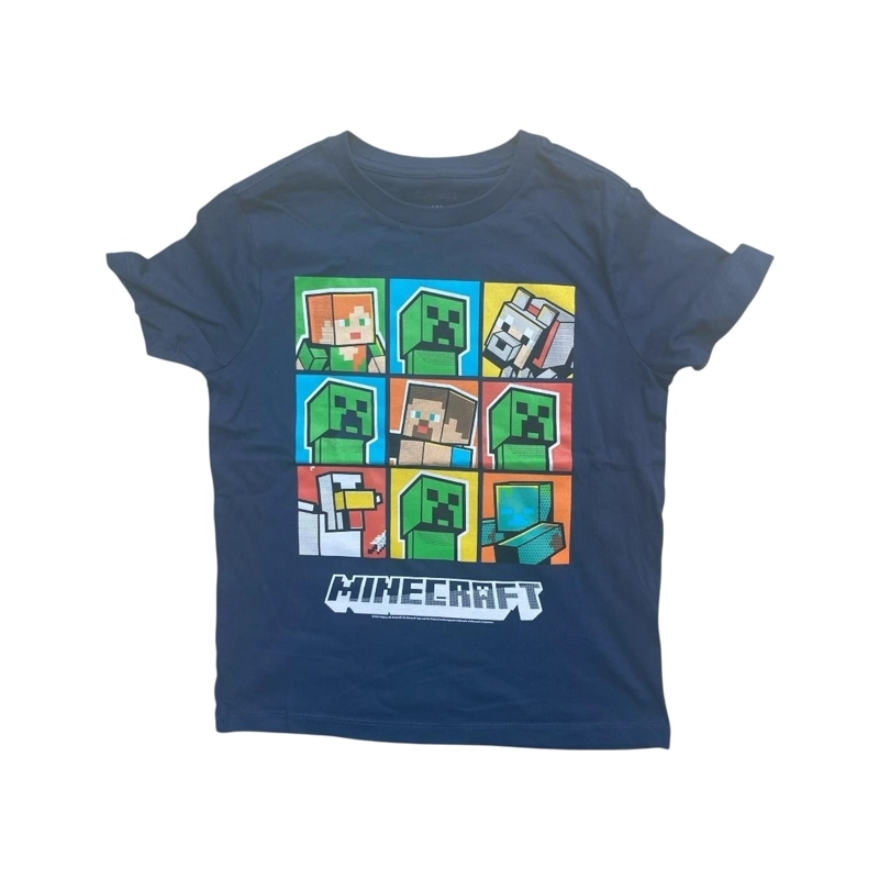 POLERA MINECRAFT CUADROS PERSONAJES AZUL NIÑO - 1