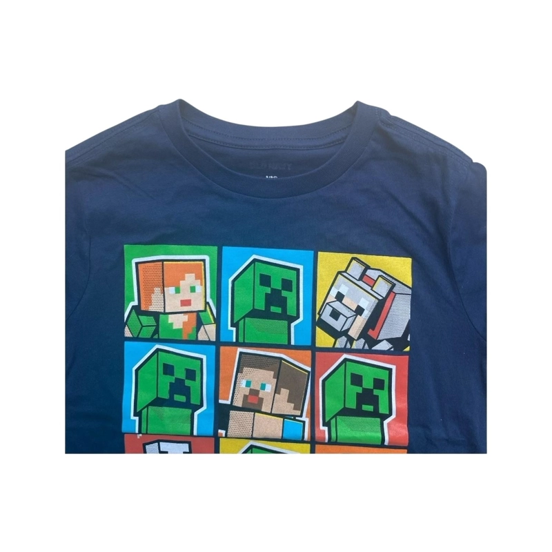 POLERA MINECRAFT CUADROS PERSONAJES AZUL NIÑO - 3