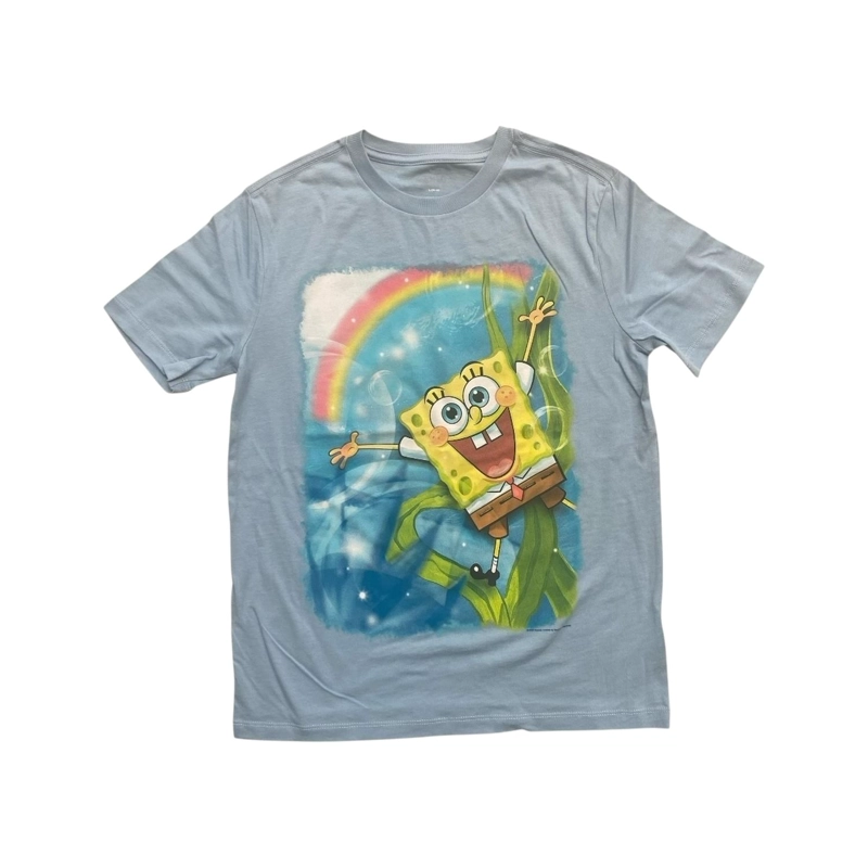 POLERA BOB ESPONJA ARCOIRIS CELESTE NIÑO - 1