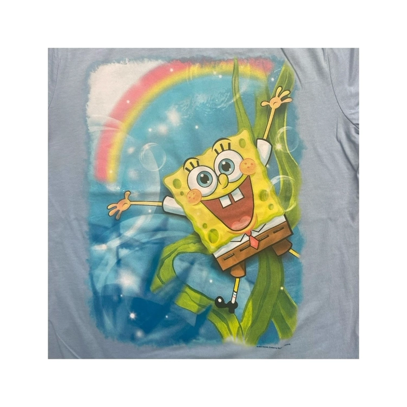 POLERA BOB ESPONJA ARCOIRIS CELESTE NIÑO - 2