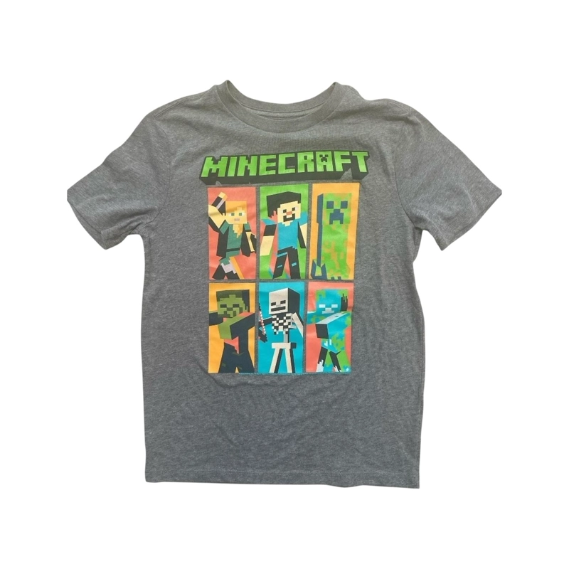 POLERA MINECRAFT PERSONAJES PANEL GRIS NIÑO - 1