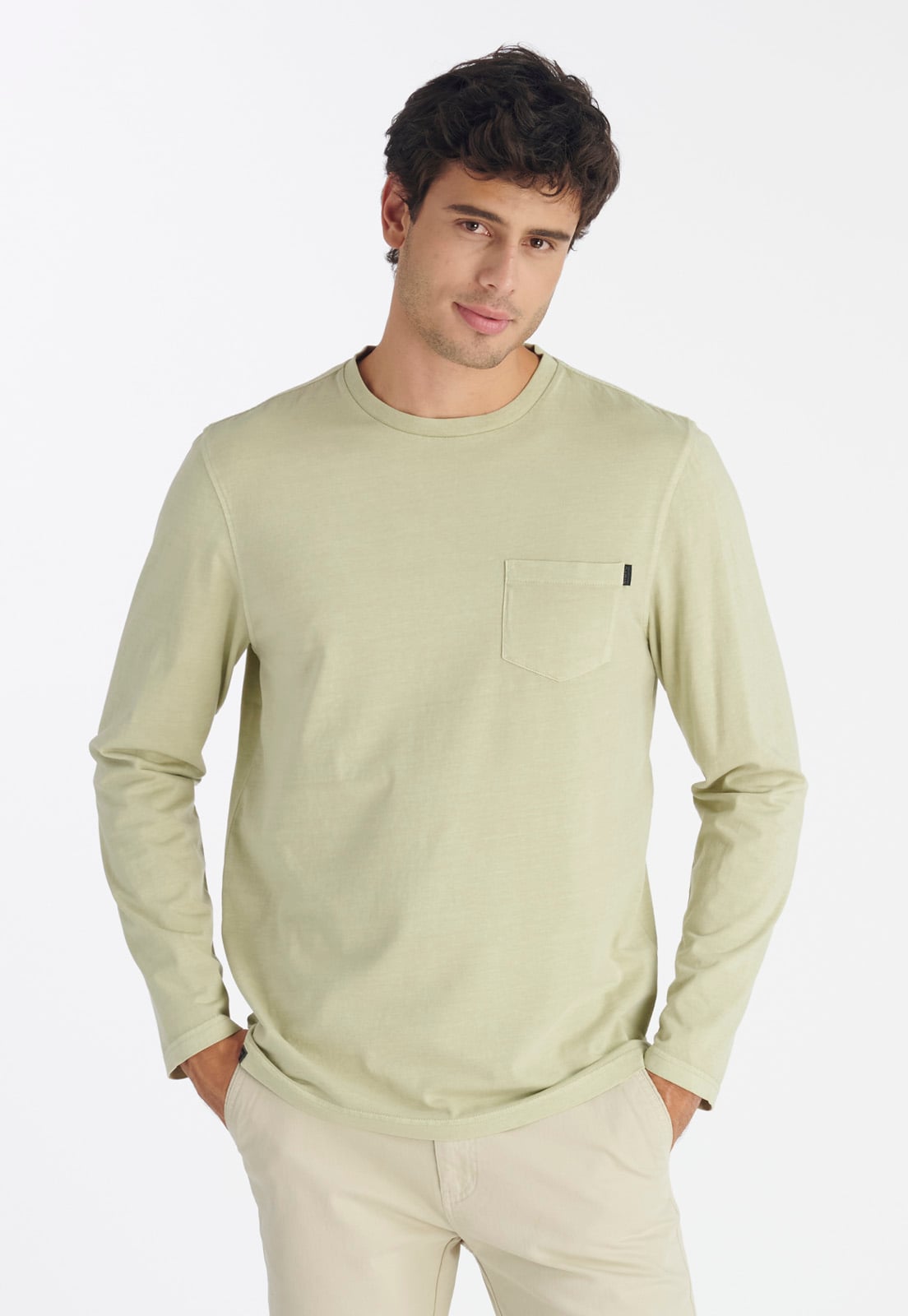 POLERA ALGODÓN HOMBRE NIMTU CAFE AYSEN CASUAL SAGE - 1