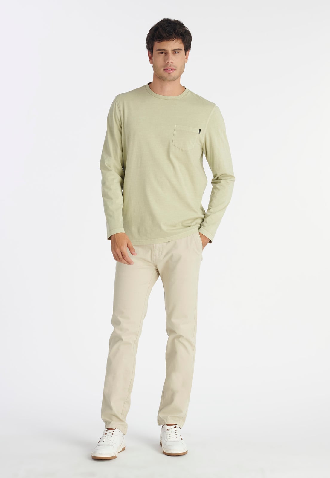 POLERA ALGODÓN HOMBRE NIMTU CAFE AYSEN CASUAL SAGE - 2
