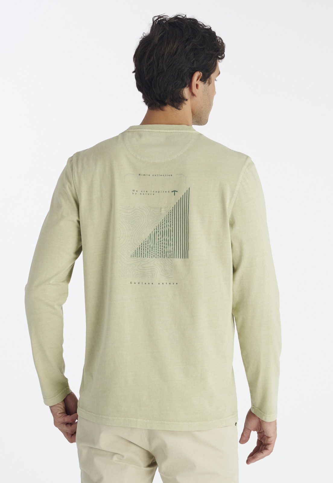 POLERA ALGODÓN HOMBRE NIMTU CAFE AYSEN CASUAL SAGE - 4