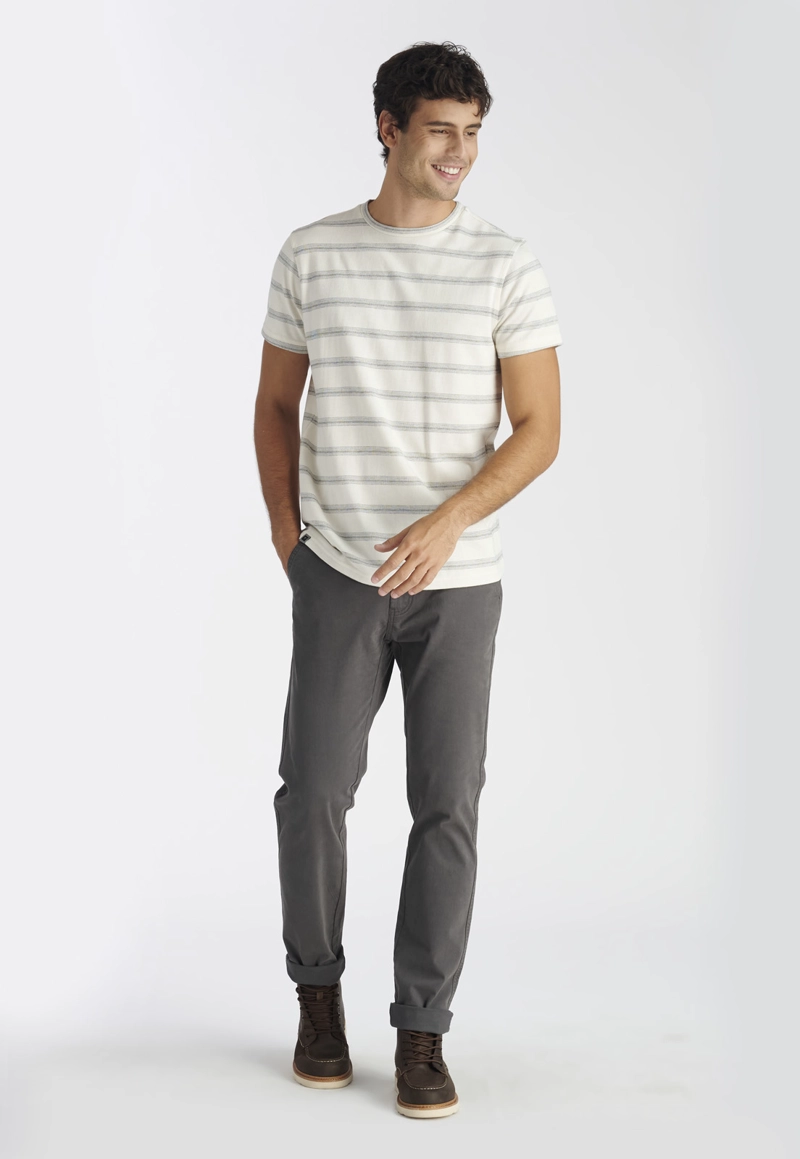 POLERA ALGODÓN HOMBRE NIMTU BEIGE STRIPE CASUAL - 2