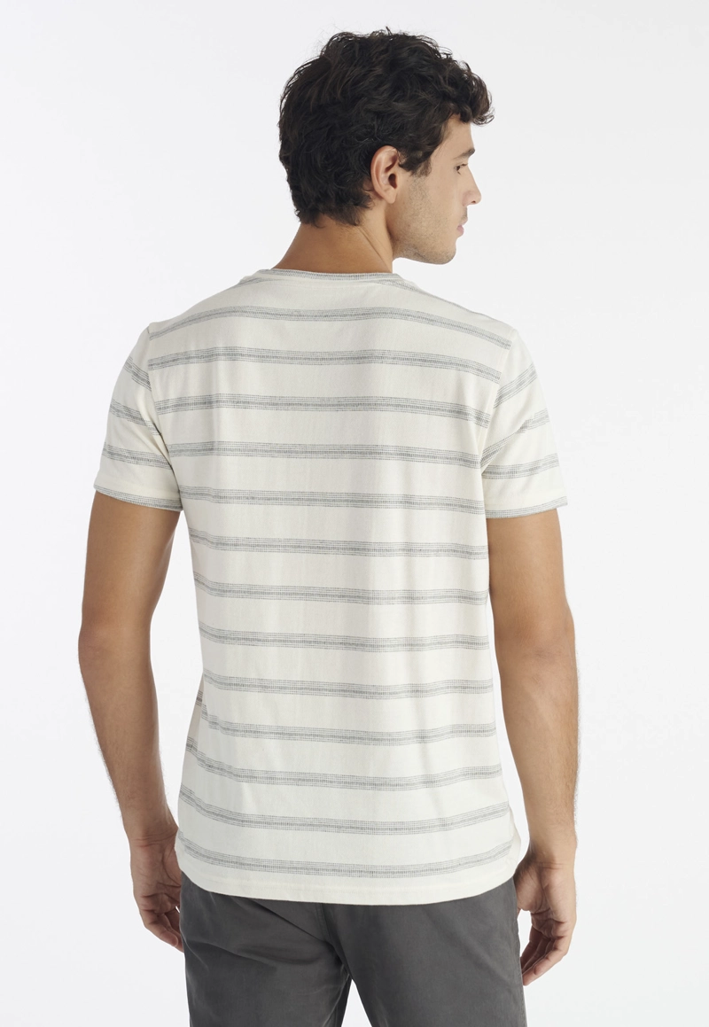 POLERA ALGODÓN HOMBRE NIMTU BEIGE STRIPE CASUAL - 4