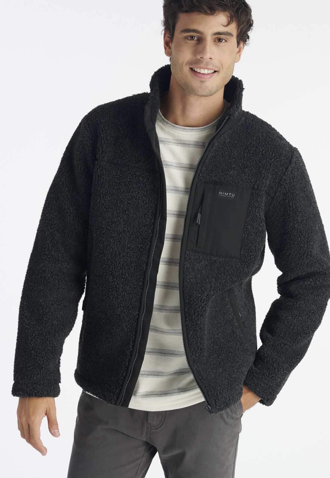 POLERA ALGODÓN HOMBRE NIMTU BEIGE STRIPE CASUAL - 5