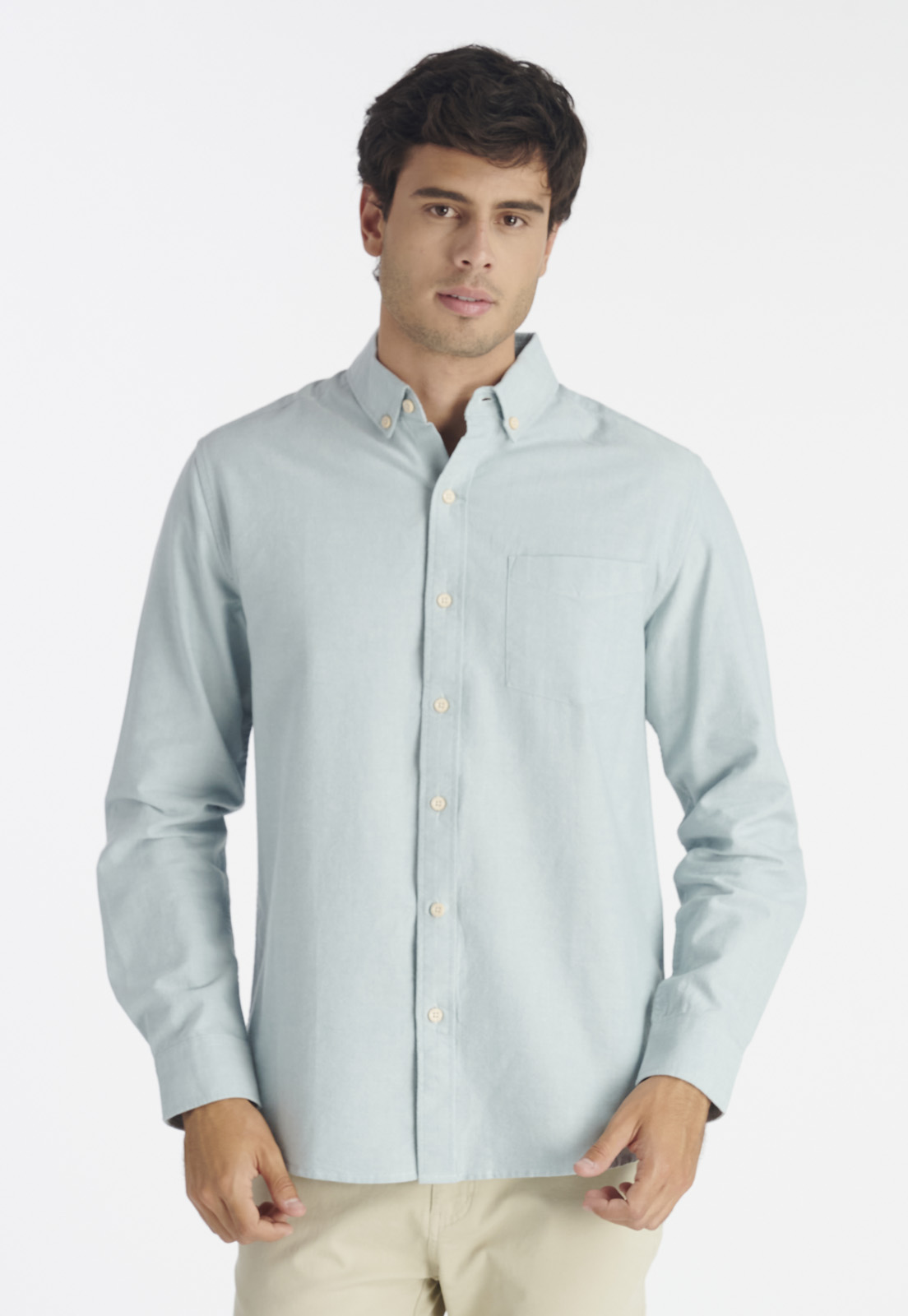 CAMISA ALGODÓN HOMBRE NIMTU VERDE OXFORD LAUREL CASUAL MINT - 1