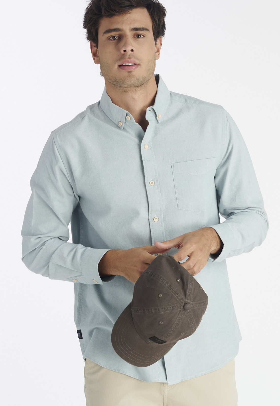 CAMISA ALGODÓN HOMBRE NIMTU VERDE OXFORD LAUREL CASUAL MINT - 5