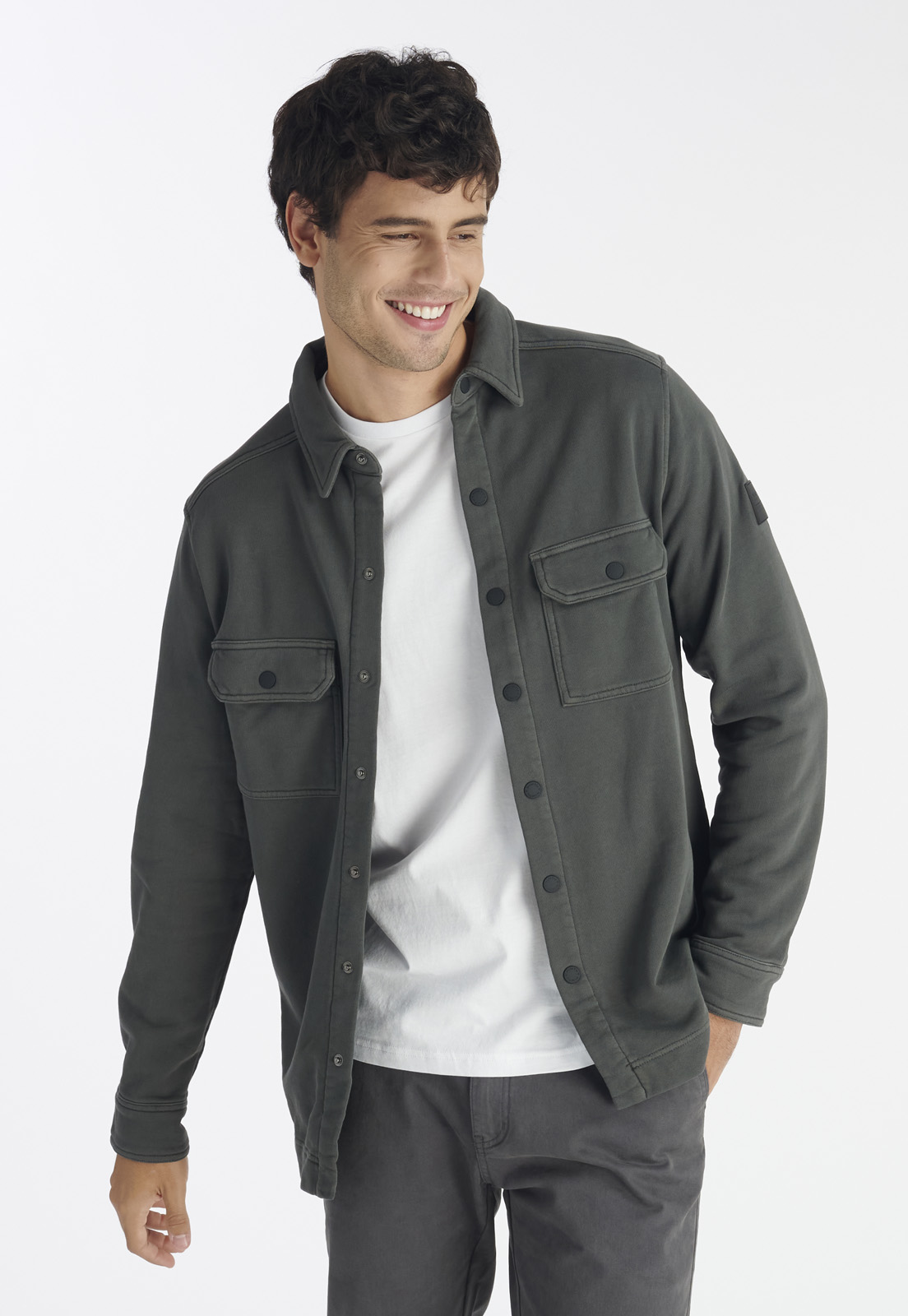 SOBRECAMISA ALGODÓN HOMBRE NIMTU GRIS CHAITEN CASUAL - 1