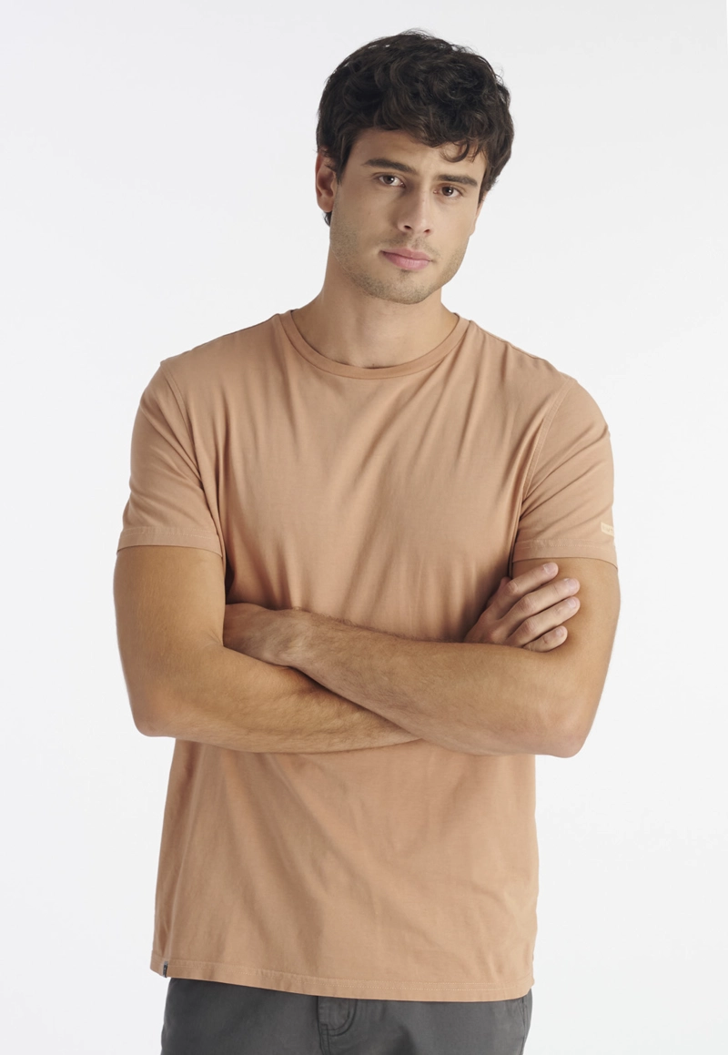 POLERA ALGODÓN HOMBRE NIMTU NARANJO TRES CRUCES CASUAL ORANGE - 1