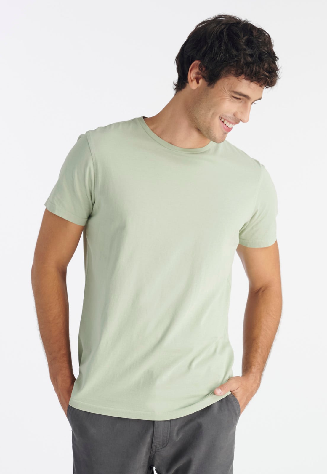 POLERA ALGODÓN HOMBRE NIMTU CAFE TRES CRUCES CASUAL SAGE - 1