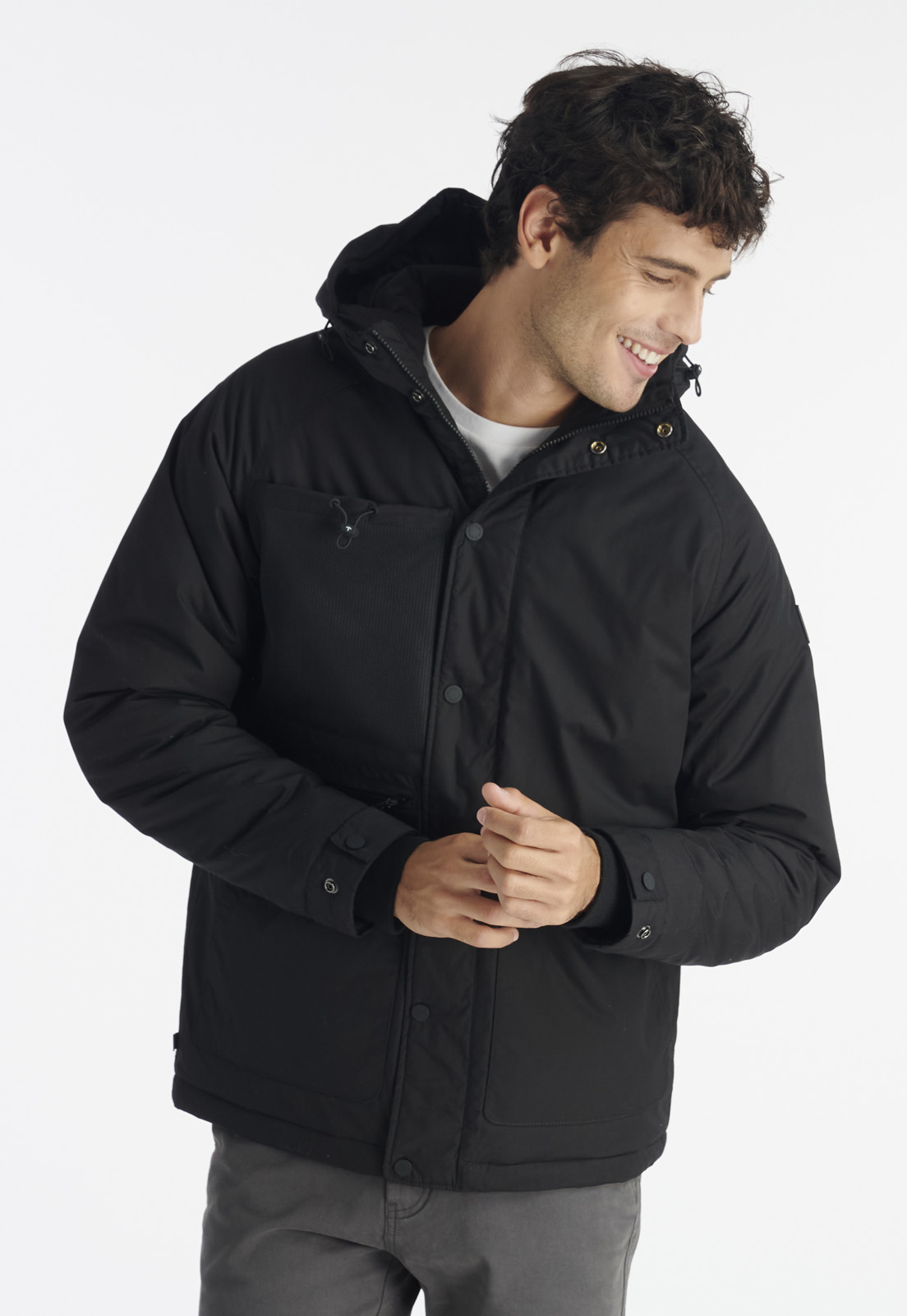 CHAQUETA HOMBRE NIMTU NEGRO BOLDO CASUAL BLACK - 1
