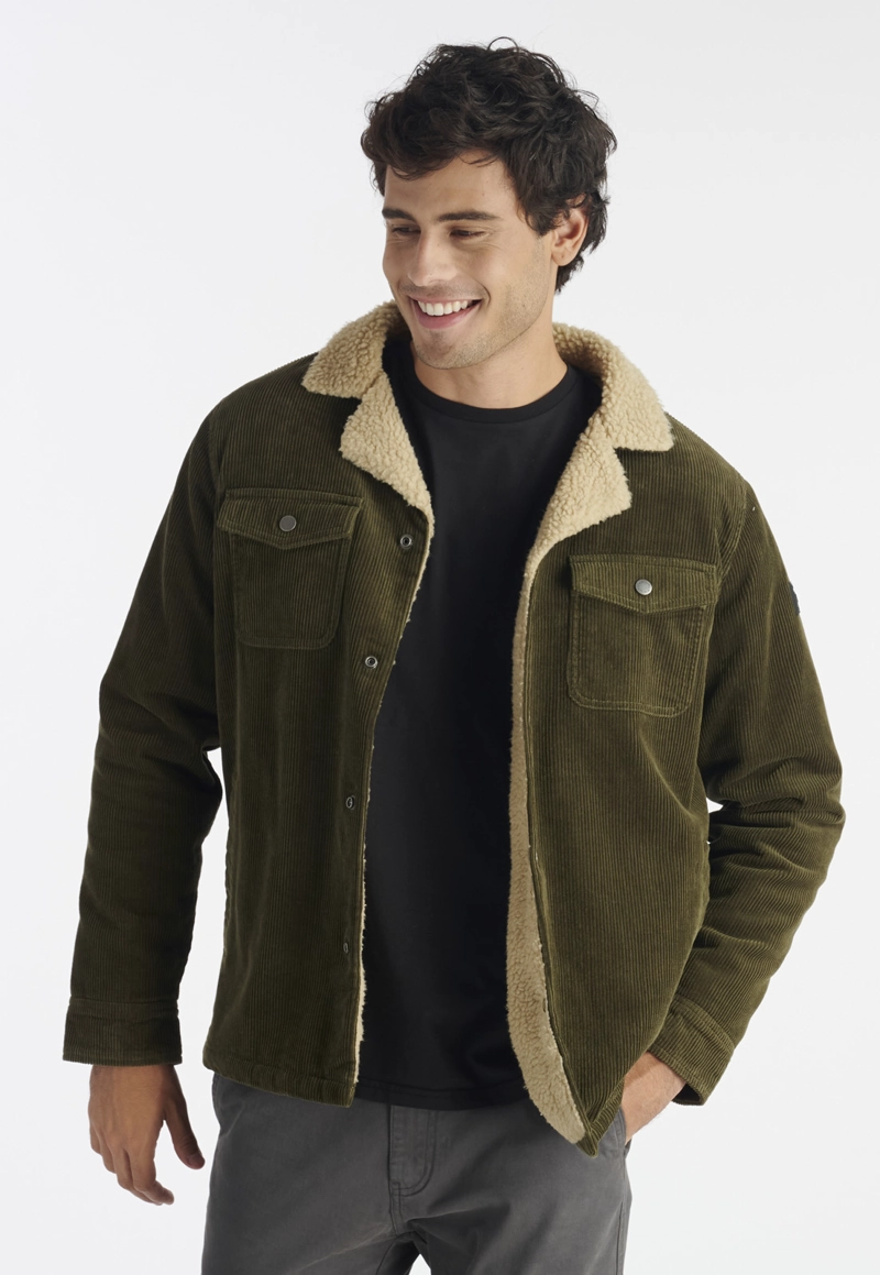CHAQUETA ALGODÓN HOMBRE NIMTU VERDE CORDUROY CASUAL OLIVE - 1
