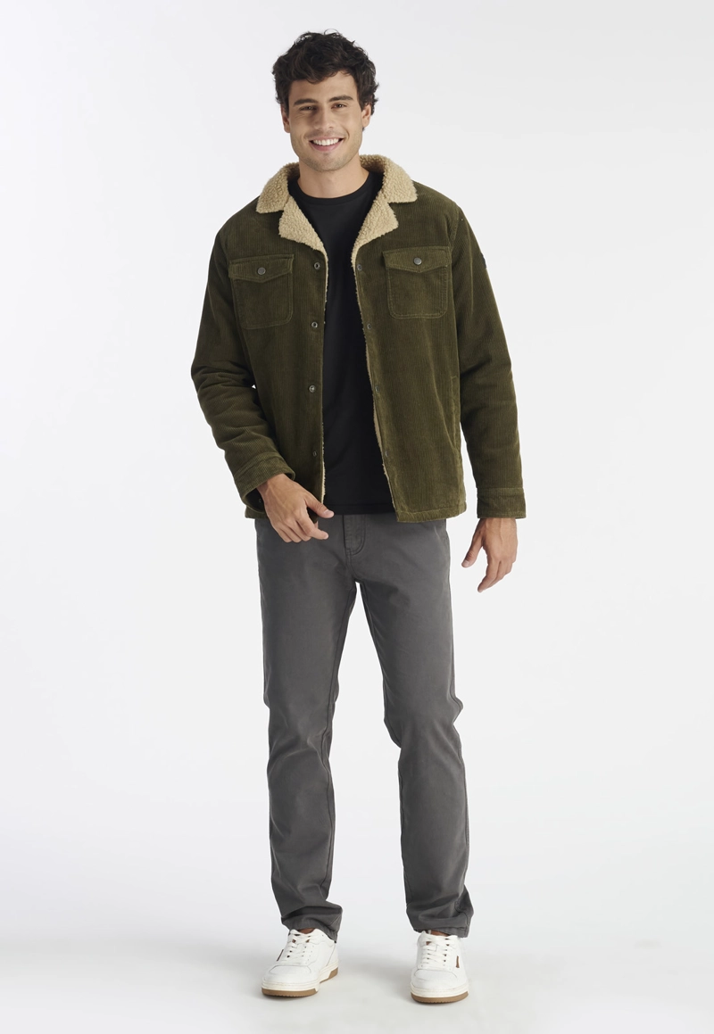 CHAQUETA ALGODÓN HOMBRE NIMTU VERDE CORDUROY CASUAL OLIVE - 2