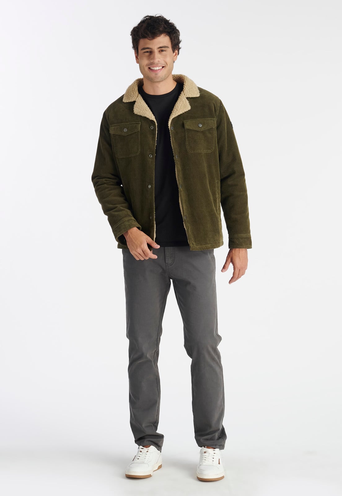 CHAQUETA ALGODÓN HOMBRE NIMTU VERDE CORDUROY CASUAL OLIVE - 2