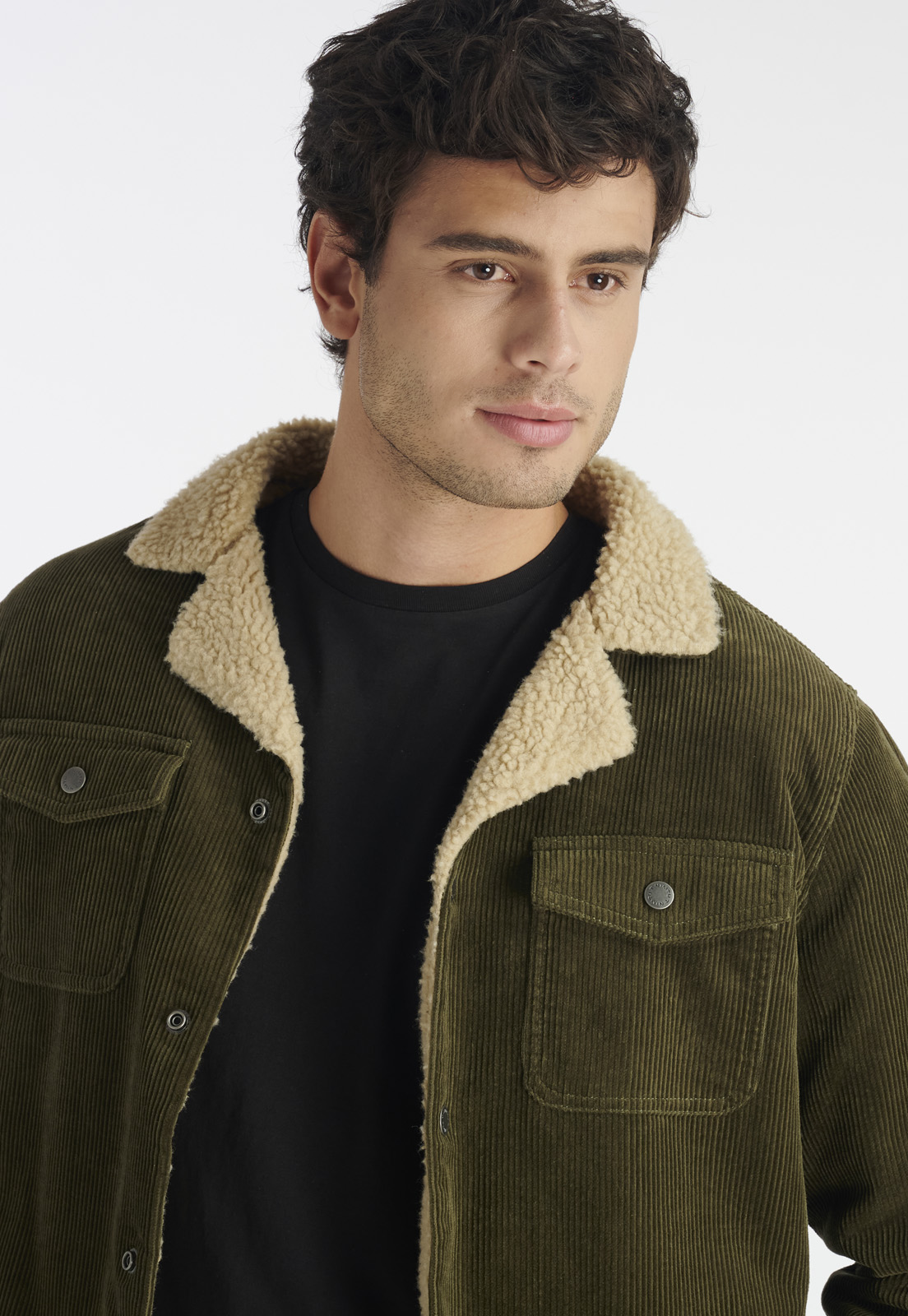 CHAQUETA ALGODÓN HOMBRE NIMTU VERDE CORDUROY CASUAL OLIVE - 3