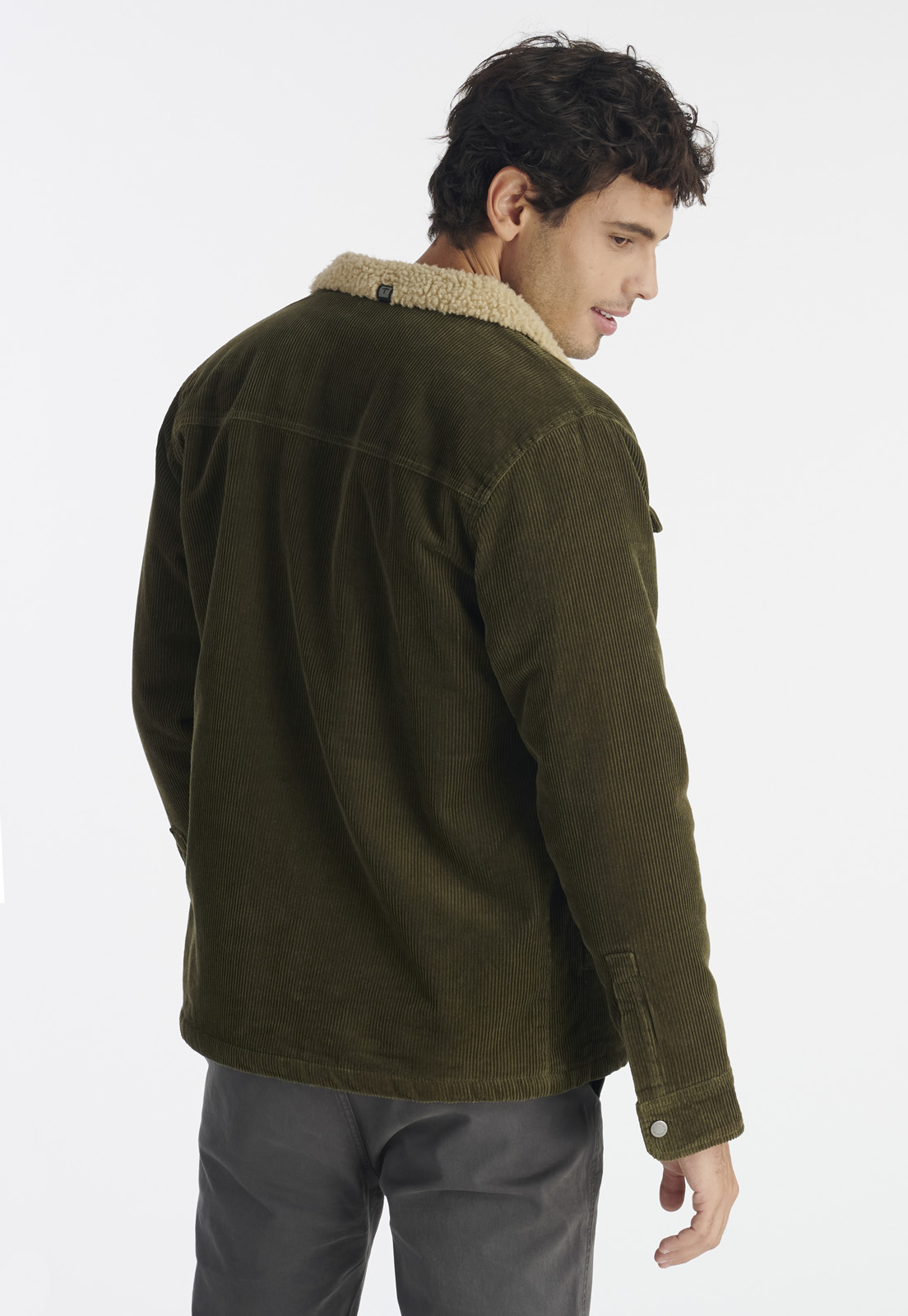CHAQUETA ALGODÓN HOMBRE NIMTU VERDE CORDUROY CASUAL OLIVE - 4