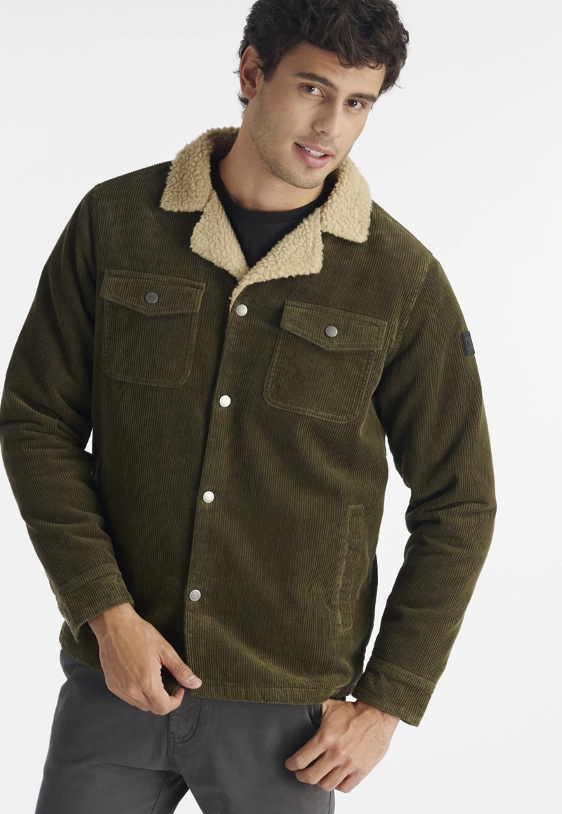 CHAQUETA ALGODÓN HOMBRE NIMTU VERDE CORDUROY CASUAL OLIVE - 5