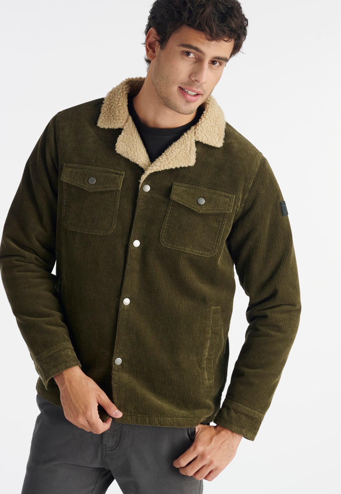 CHAQUETA ALGODÓN HOMBRE NIMTU VERDE CORDUROY CASUAL OLIVE - 5