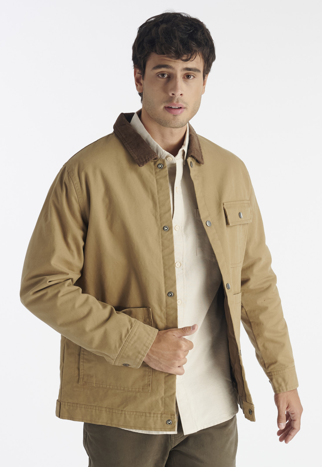 CHAQUETA ALGODÓN HOMBRE NIMTU KHAKI TRANCURA CASUAL - 1