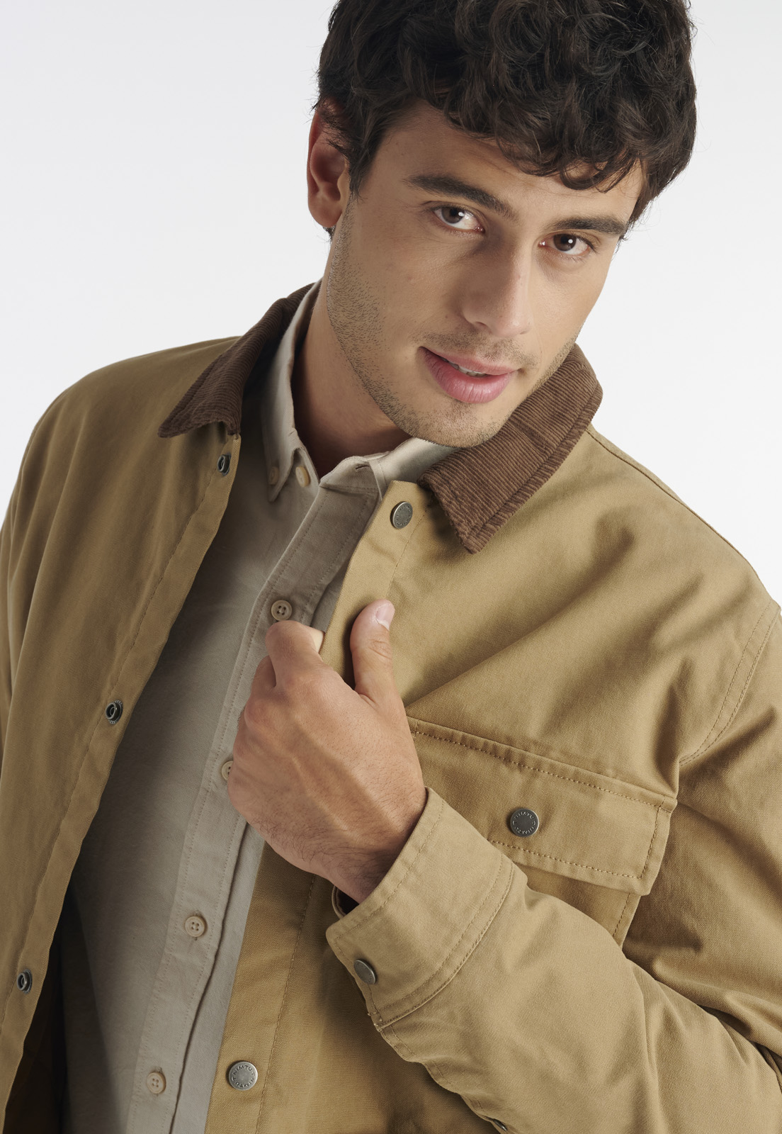CHAQUETA ALGODÓN HOMBRE NIMTU KHAKI TRANCURA CASUAL - 3