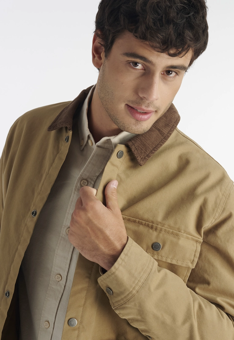 CHAQUETA ALGODÓN HOMBRE NIMTU KHAKI TRANCURA CASUAL - 3