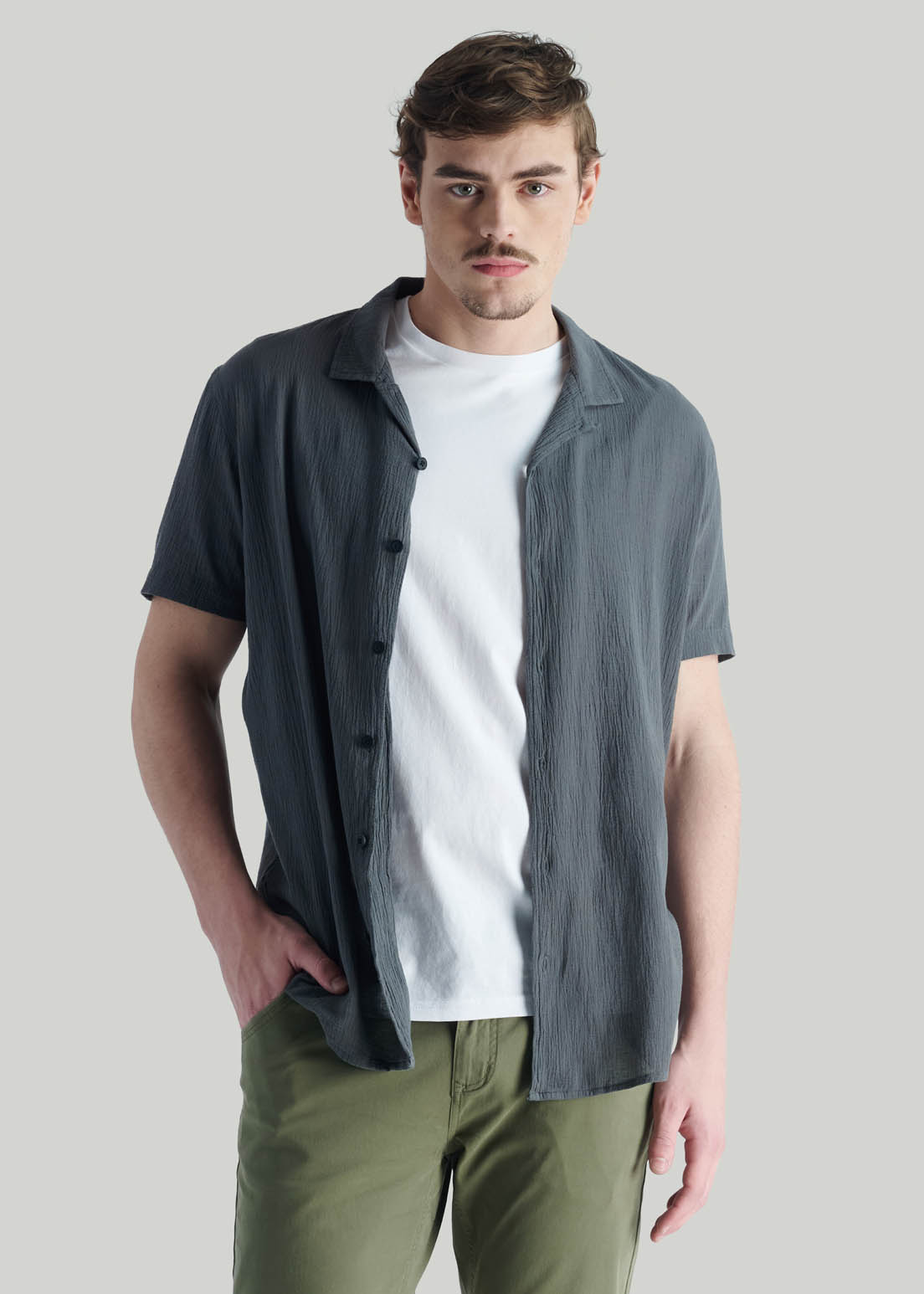 CAMISA CHENA NT CHARCOAL - 1