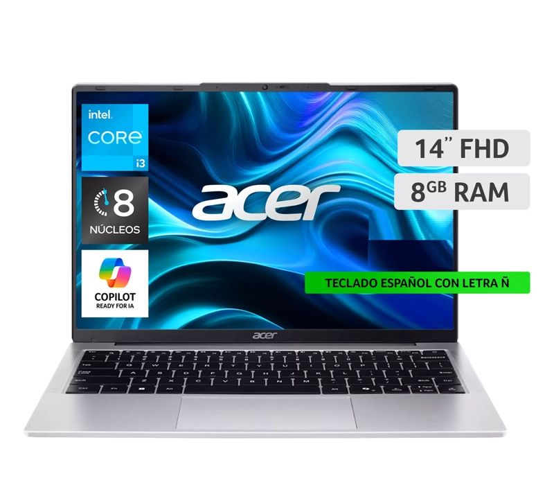 NOTEBOOK ACER INTEL CORE I3, 8 NUCLEOS, 8GB RAM, 128GB SSD, 14', WIN 11 - 1