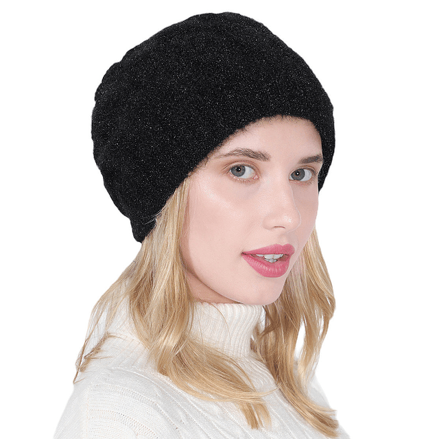 GORRO DE INVIERNO YMOSS NEGRO MUJER BRILLANTE - 2