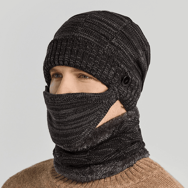 GORRO DE INVIERNO YMOSS NEGRO HOMBRE MUJER MASCARILLA - 2