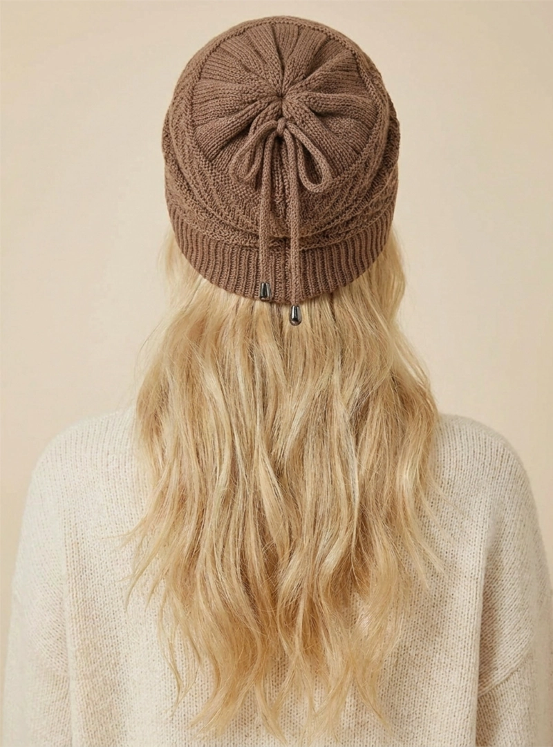 GORRO DE INVIERNO YMOSS MADERA NATURAL HOMBRE MUJER TRENZAS MARRON - 2
