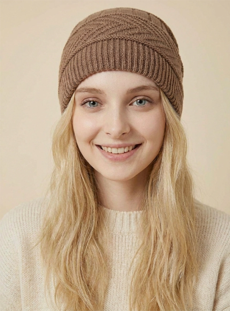 GORRO DE INVIERNO YMOSS MADERA NATURAL HOMBRE MUJER TRENZAS MARRON - 3