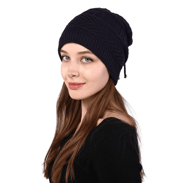 GORRO DE INVIERNO YMOSS AZUL HOMBRE MUJER TRENZAS - 1