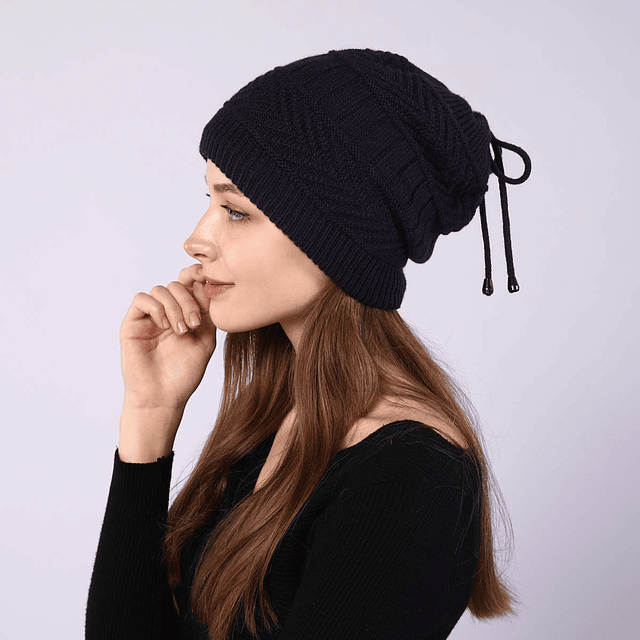 GORRO DE INVIERNO YMOSS AZUL HOMBRE MUJER TRENZAS - 2