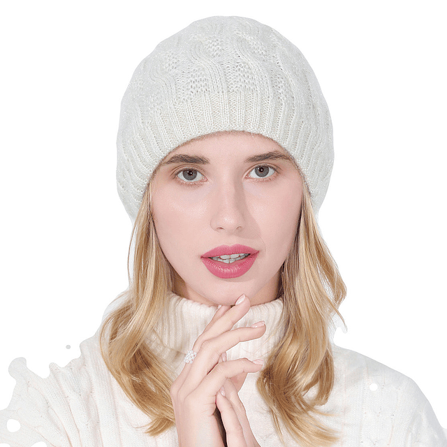 GORRO DE INVIERNO YMOSS BLANCO MUJER BRILLANTE - 1