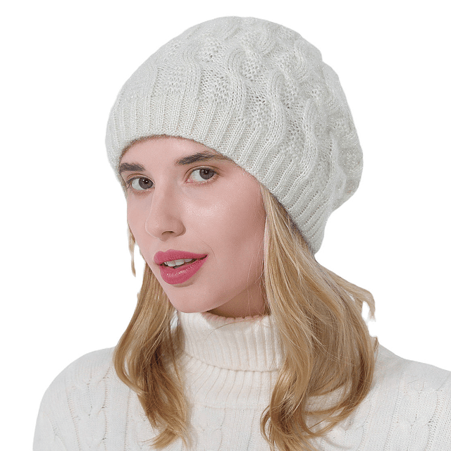 GORRO DE INVIERNO YMOSS BLANCO MUJER BRILLANTE - 2