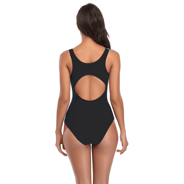 TRAJE DE BAÑO MUJER YMOSS COMPLETO NATACIÓN ENTERO LINE 2 AZULES - 2