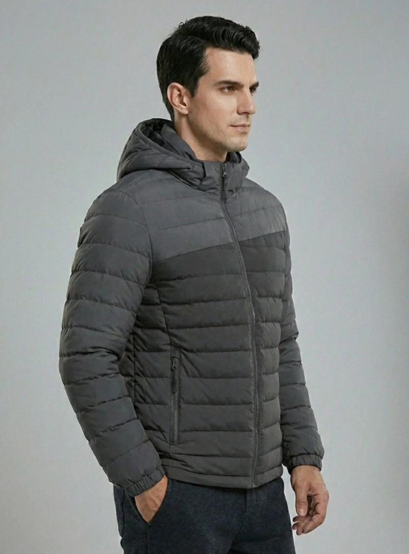 PARKA ACOLCHADA TE RMICA CON CAPUCHA GRIS OSCURO HOMBRE SUPERIOR GRIS - 2
