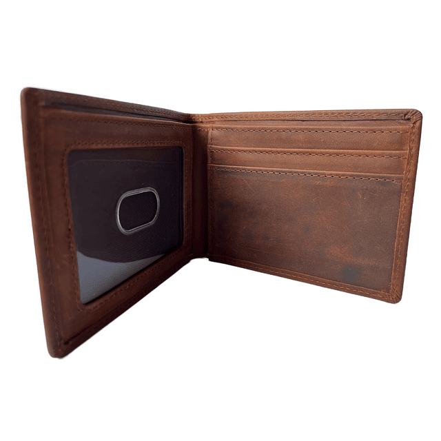 BILLETERA HOMBRE CUERO NATURAL RFID CC MARRON - 2